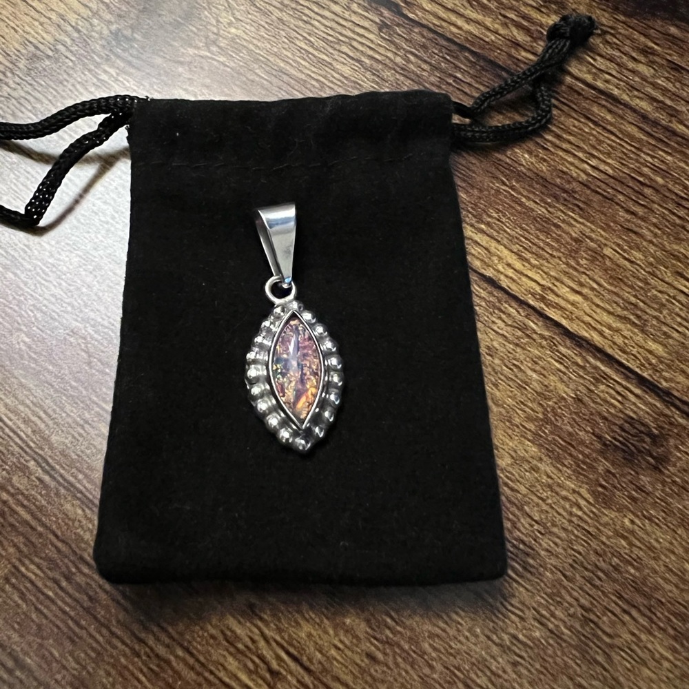 Sterling Silver Fire Opal Pendant.
